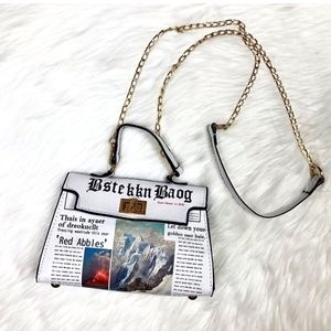Newsprint "mini" twist lock handbag
